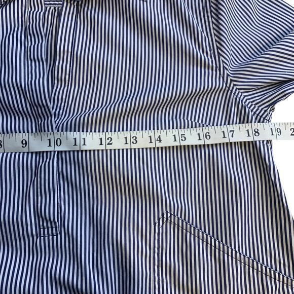 J.Crew Shirt Women's X-Small Re-Imagined Button Up Striped Navy White Pockets - Picture 7 of 8